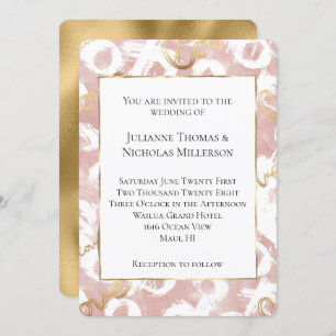 Pink White Gold Love XO Wedding Invitation