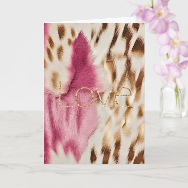 Pink White Gold Southwest Cowgirl Glitter Love Card (Orchid)