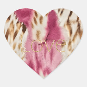Pink White Gold Southwest Cowgirl Glitter Love Heart Sticker