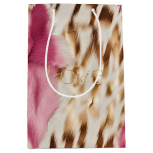 Pink White Gold Southwest Cowgirl Glitter Love Medium Gift Bag