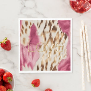 Pink White Gold Southwest Cowgirl Glitter Love Napkin