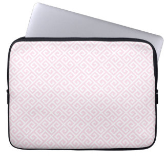Pink & White Greek Key Laptop Sleeve