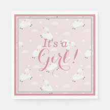 Pink White Grey Baby Lambs - It's a Girl!  