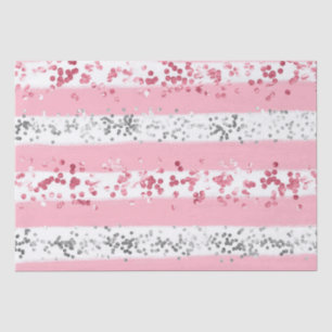 Pink White Grey Glitter Birthday Baby Bridal Show Tissue Paper