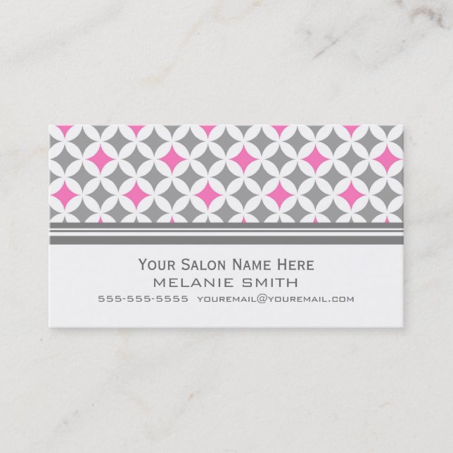 Pink White Grey Salon Appointment Cards (Front)