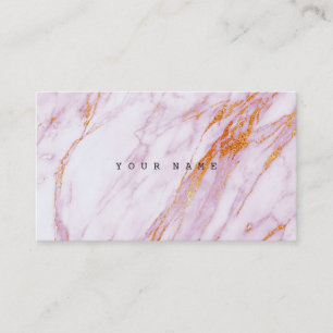 Pink White Grungy Gold Marble Vip Business Card