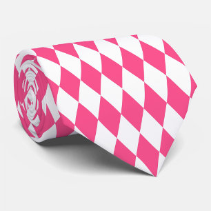 Pink White Harlequin Diamonds Checkers Design  Tie