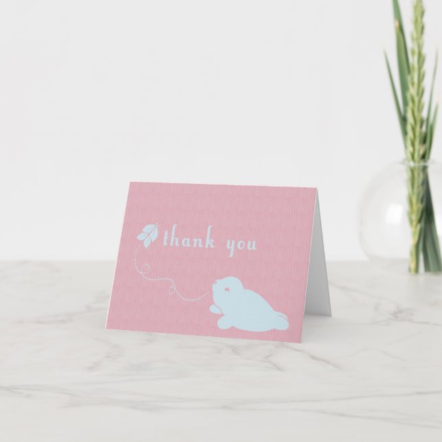 Pink White-Harp Thank You Card (Front)