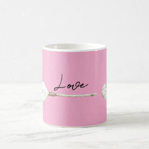 Pink White Heart Cloud Love Arrow Coffee Mug