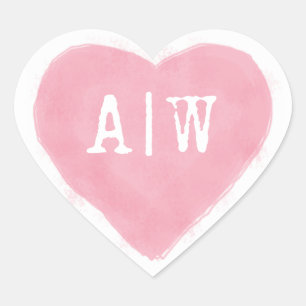 Pink White Heart Monogram Wedding Envelope Seal