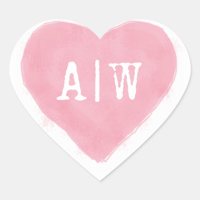 Pink White Heart Monogram Wedding Envelope Seal (Front)