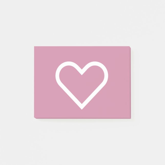 Pink White Heart Valentines Post-It Notes (Front)