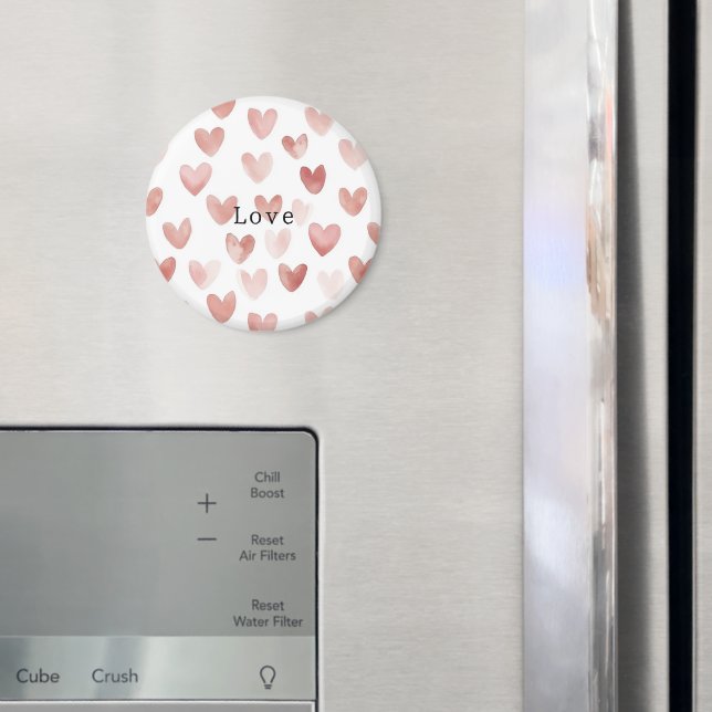 Pink White Hearts Love Magnet (In Situ (Fridge))