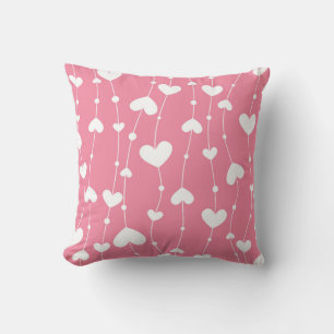 Pink White Hearts Nursery Girls Room  Cushion