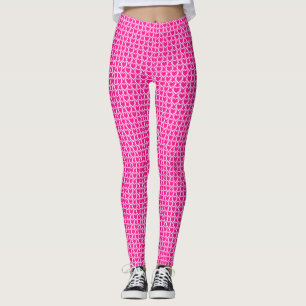 Pink White Hearts Pattern Leggings