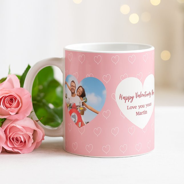 Pink white hearts photo Valentine's Day Coffee Mug (Creator Uploaded)