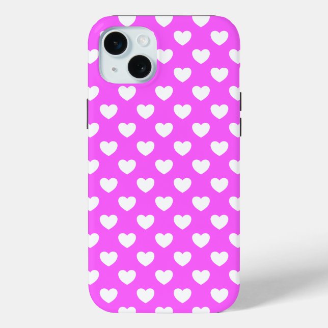 Pink, white hearts, Polka Dot pattern Case-Mate iPhone Case (Back)
