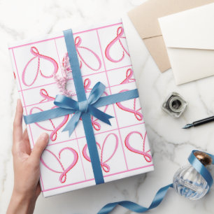 Pink White Hearts Romance Simple Wrapping Paper