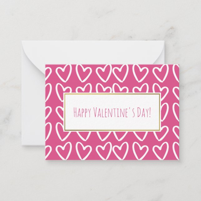 Pink & White Hearts Valentine Cards 100 pack (Front)