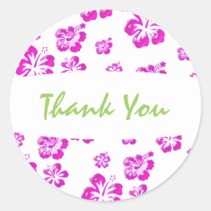 Pink & White Hibiscus Flower Floral Party Sticker