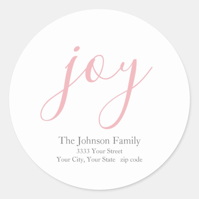 Pink White Holiday Return Address Envelope Seal (Front)