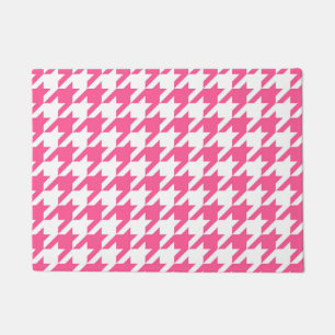 Pink White Houndstooth Check Design Doormat