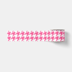 Pink White Houndstooth Check Design Satin Ribbon