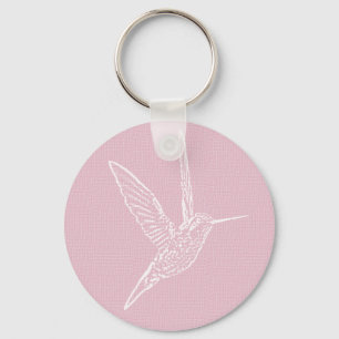 Pink & White Hummingbird Key Ring