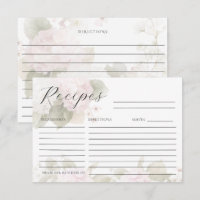 Pink White Hydrangeas Elegant Recipe Card