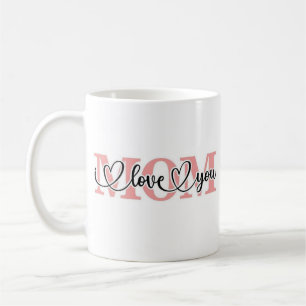 Pink white I love you Mothers day mug for mum
