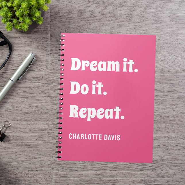 Pink white inspirational quote dream it do it notebook (Creator Uploaded)