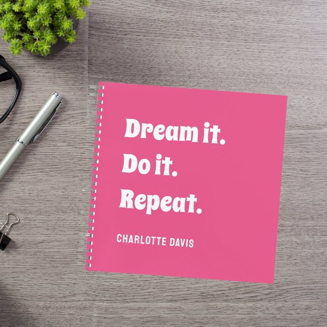 Pink white inspirational quote dream it do it notebook (Creator Uploaded)