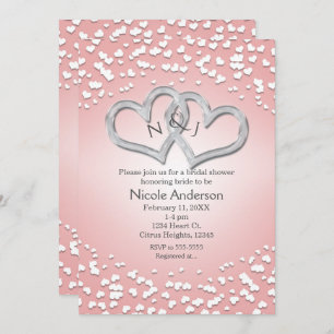 Pink White Intertwined Hearts Valentine Invitation