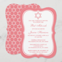 Pink & White Jewish Star Of David Bat Mitzvah