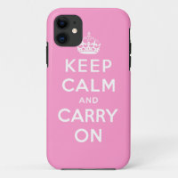 Pink White Keep Calm and Carry On iPhone 5 Case