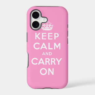 Pink White Keep Calm and Carry On iPhone 5 Case