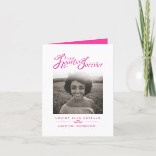 Pink white keepsake tribute prayer poem card
