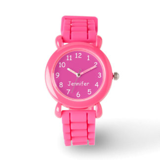 Pink & White Kid's Pink Glitter Strap Wrist Watch