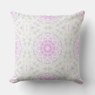 Pink & White Lacy Kaleidoscope Hearts Throw Pillow