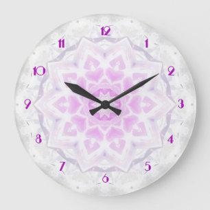 Pink & White Lacy Kaleidoscope Hearts Wall Clock