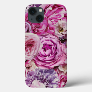 Pink White Lavender Rose Flowers Pattern iPhone 13 Case