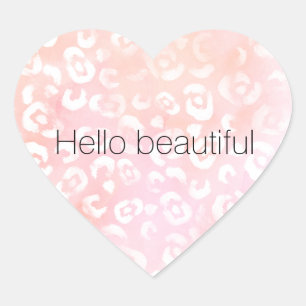 Pink White Leopard Gold Glitter   Heart Sticker
