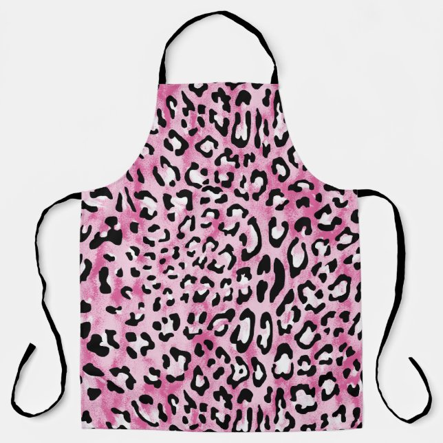 Pink White Leopard Pattern. Apron (Front)
