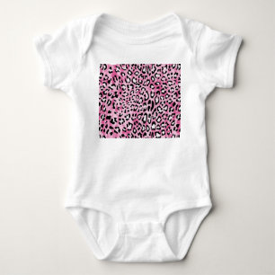 Pink White Leopard Pattern. Baby Bodysuit