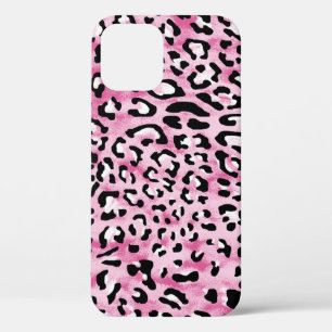Pink White Leopard Pattern. iPhone 12 Case