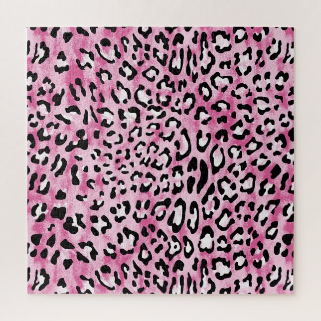 Pink White Leopard Pattern. Jigsaw Puzzle (Vertical)