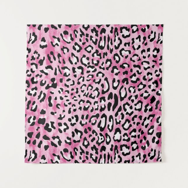 Pink White Leopard Pattern. Tapestry (Front)