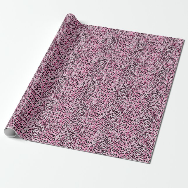 Pink White Leopard Pattern. Wrapping Paper (Unrolled)