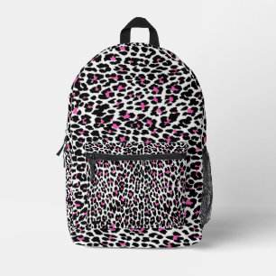 pink white leopard print printed backpack