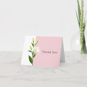 Pink White Lily Wedding Thank You Cards